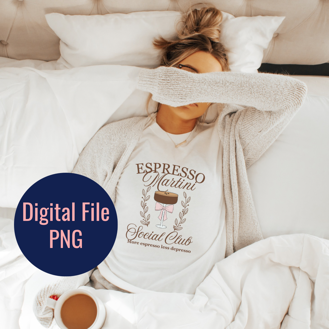 Pink Coquette Espresso Martini PNG for Sublimation Projects - Cute and Funny Design for T-Shirts