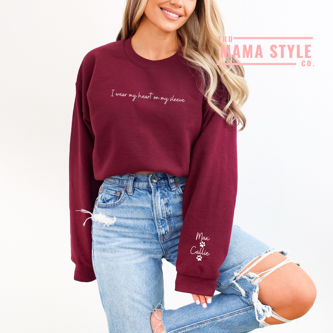 I wear my heart on my sleeve - Paw Prints Customizable