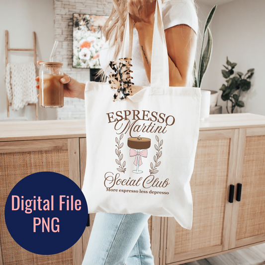 Pink Coquette Espresso Martini PNG for Sublimation Projects - Cute and Funny Design for T-Shirts